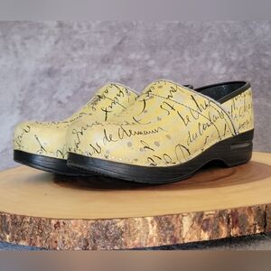 Dansko Leather Clogs Sz 39/ Women's 8-8.5 Limited Edition Style Yellow & Black